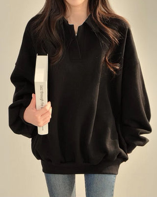 versatile polo collar sweatshirt jacket