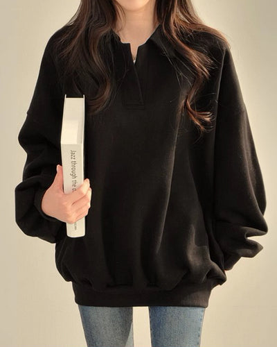 versatile polo collar sweatshirt jacket