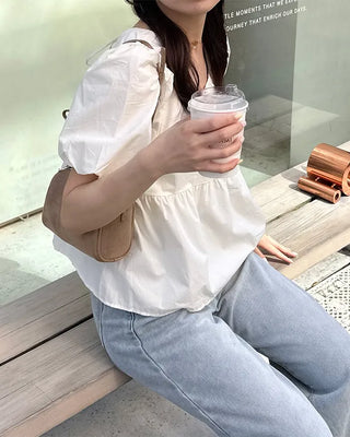 Square neck shirred blouse