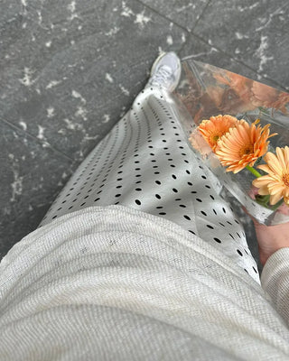 Polka Dot Satin Long Skirt