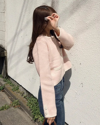 Two-tone knit cardigan