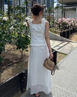 Polka Dot Chiffon Long Skirt