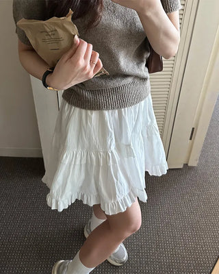 Elastic waist cantilever mini skirt