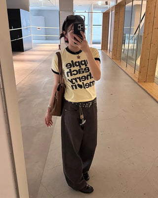 Non-faded herringbone denim pants