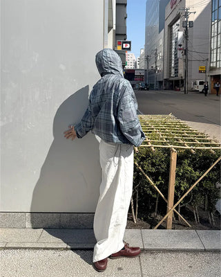 (Unisex) Check Hooded Wind Jacket