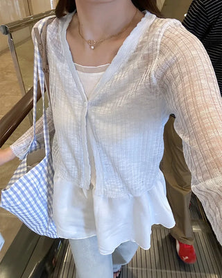 V-neck sheer cardigan