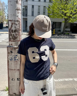 Checked numbering T-shirt