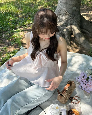 Ribbon frill sleeveless