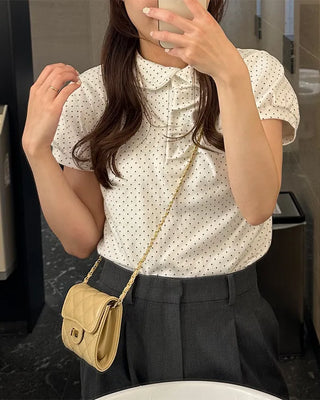 Dot Shirring Short-Sleeve T-Shirt
