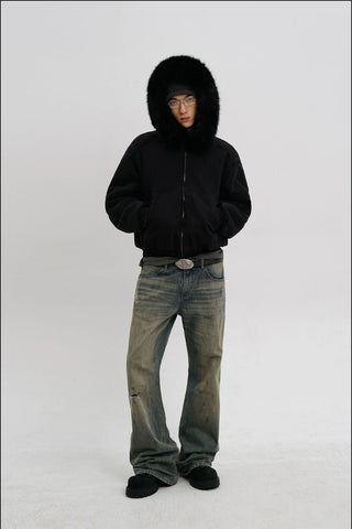 [MASONPRINCE] Fur Collar Fleece Hooded Jacket
