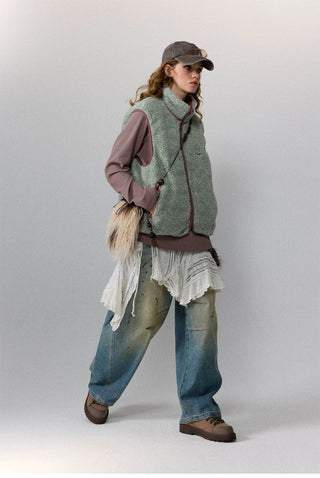 [Monterest] Reversible Fleece Stand Collar Vest