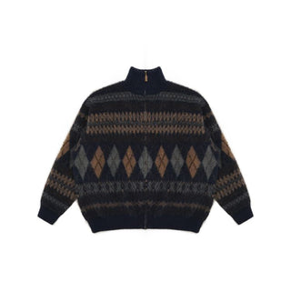[MASONPRINCE] Wool Blend Fair Isle Fitted Cardigan