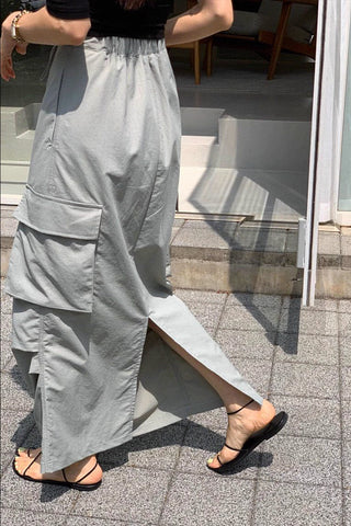 High-Waist drawstring mid-length skirt