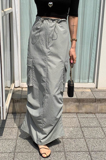 High-Waist drawstring mid-length skirt