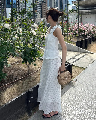 Polka Dot Chiffon Long Skirt