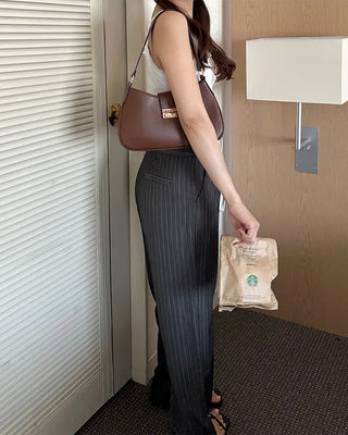 Layered pinstripe slacks