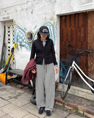 Striped wide-leg pants