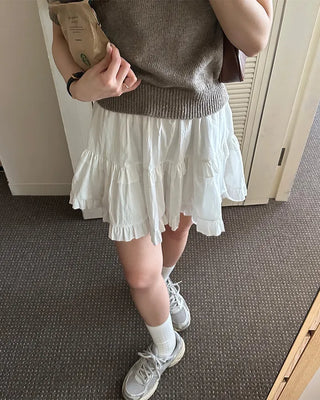 Elastic waist cantilever mini skirt