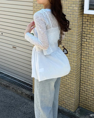 V-neck sheer cardigan