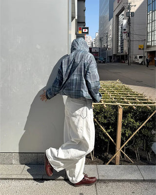 (Unisex) Check Hooded Wind Jacket