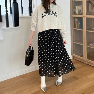 Polka dot chiffon skirt