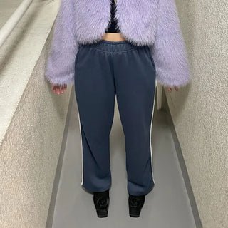 Fleece-lined wide-leg pants