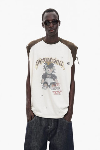 [MASONPRINCE] Punk Bear Raglan Sleeve Top
