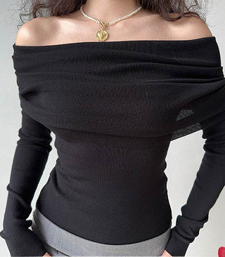 one-shoulder pleated off-shoulder top