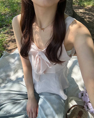 Ribbon frill sleeveless
