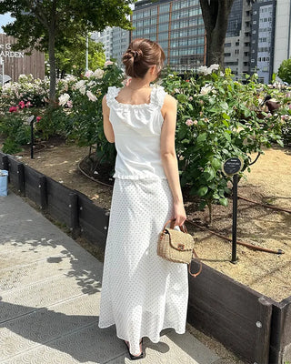 Polka Dot Chiffon Long Skirt