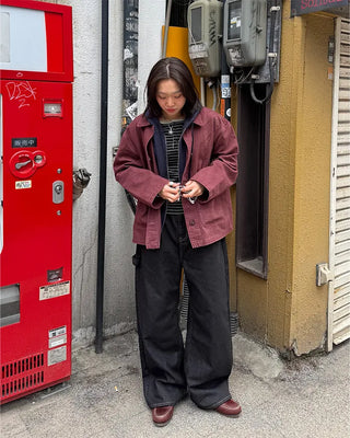 Brown stitch denim pants