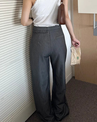 Layered pinstripe slacks