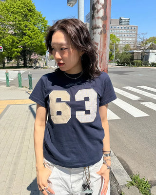 Checked numbering T-shirt