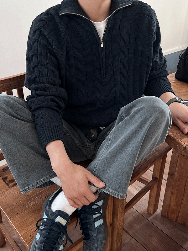 Whipped Half-Zip Cable Knit