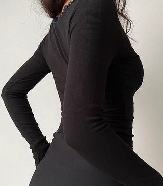 lace v-neck long-sleeve top