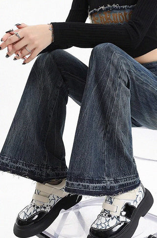high waist micro-flared loose jeans