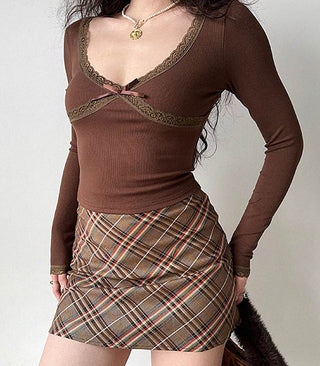 lace v-neck long-sleeve top