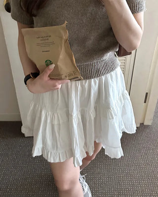 Elastic waist cantilever mini skirt