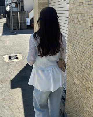 V-neck sheer cardigan