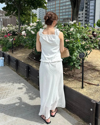 Polka Dot Chiffon Long Skirt