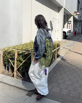 (Unisex) Check Hooded Wind Jacket