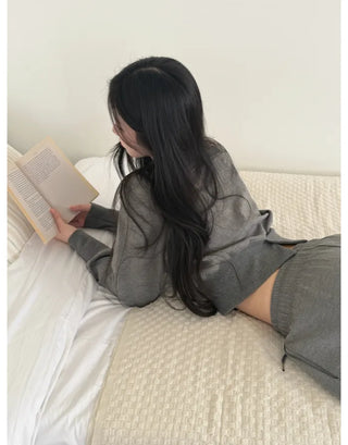 (4 colors) 2-way one-shoulder sweatshirt