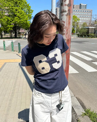 Checked numbering T-shirt