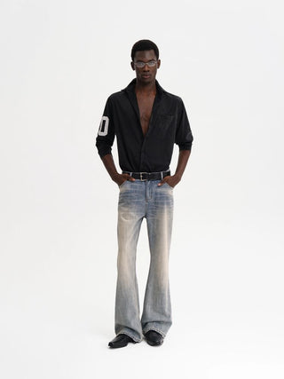 [MASONPRINCE] Washed Slub Denim Micro-Flare Jeans