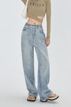 striped high waist loose straight jeans