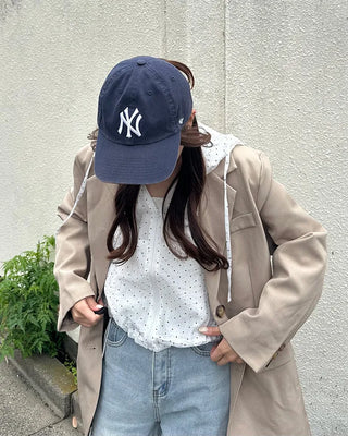 Polka Dot See-Through Frill Zip Hoodie
