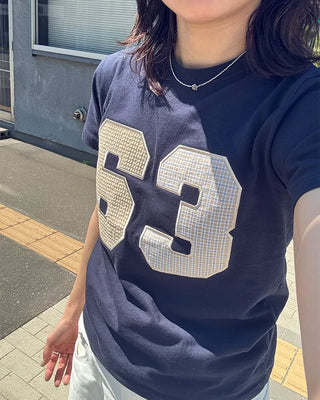 Checked numbering T-shirt