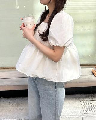 Square neck shirred blouse