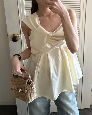 Asymmetrical Twist Bustier Blouse