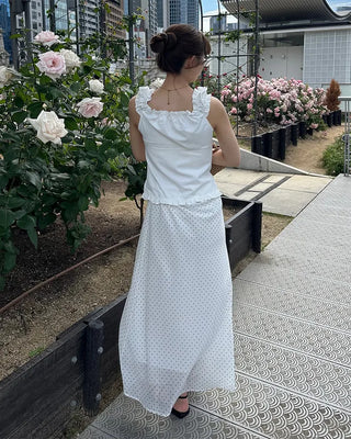 Polka Dot Chiffon Long Skirt